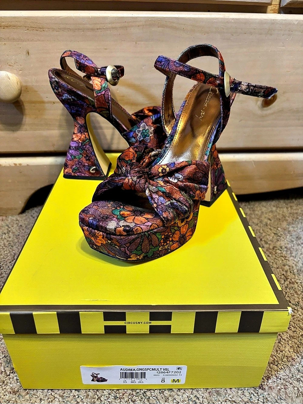 Circus by Sam Edelman Audrea Floral Platform Heels Purple & Orange US 8